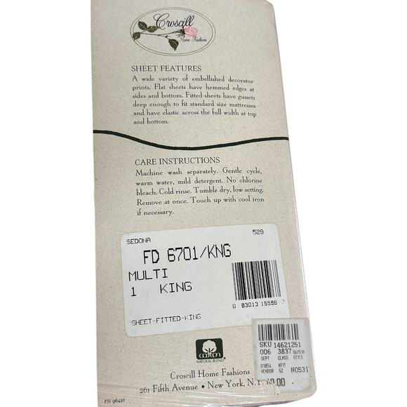 Vintage 5 Piece Croscill Home Fashions King Sheet Set Window Valance Sedona USA - Picture 2 of 6